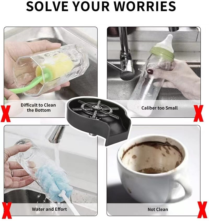 High pressure glass rinser