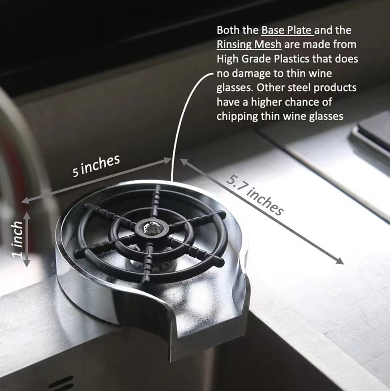 High pressure glass rinser